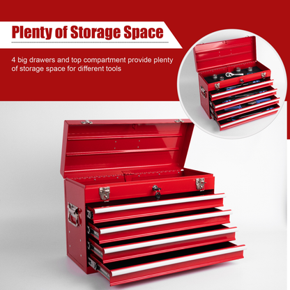 Heavy Duty Metal Tool Box, 21-inch, Portable Metal Tool Box With 4 Drawers, Small Tool Chest With EVA Liners - view 4