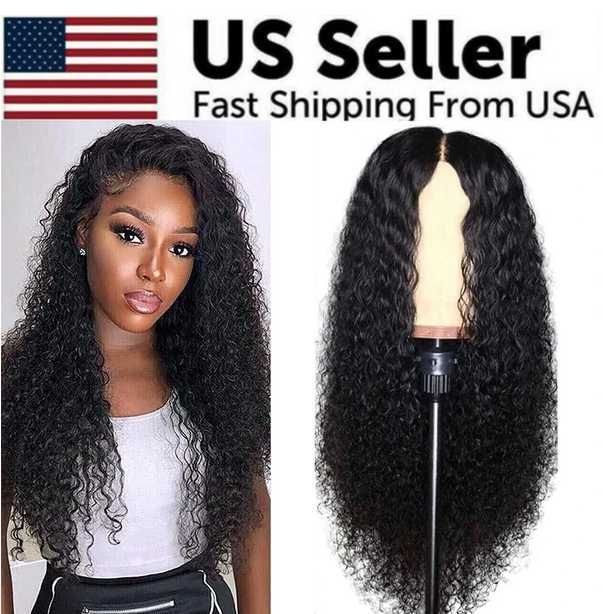 AA Hair Front Wig Womens Brazilian Human Long Curly Lace Wavy Hair Wigs US - view 4