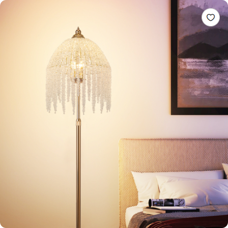 3-Light Elegant Crystal Floor Lamp Vintage Waterfall Design With Cascading Crystal Beads And Marble Texture Base - view 4