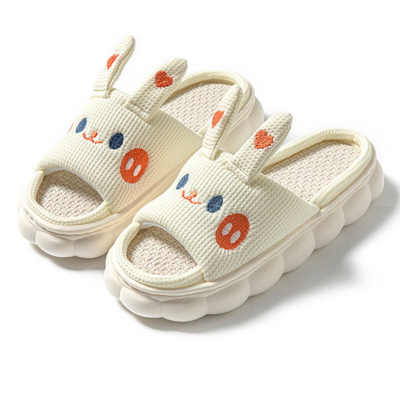 Cartoon Open Toe Couple Hemp Slippers - view 6