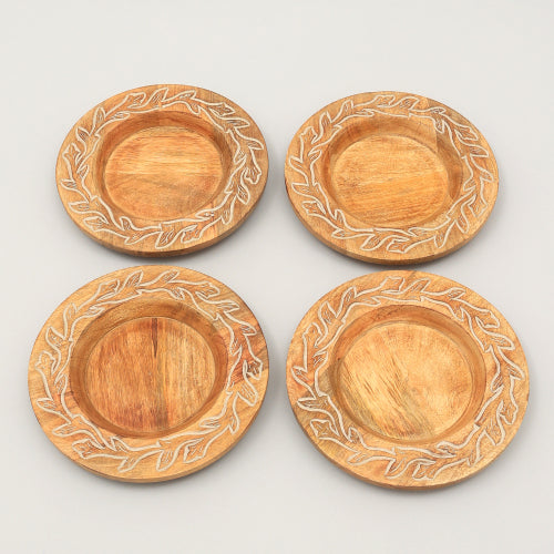 Handcrafted Wood Charger Plate Wooden Dinning Placemat Artisan Wood Tableware - view 3