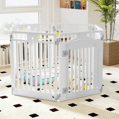 6-Panel HDPE Dog Playpen - Convertible Design (Playpen/Fence), Lockable Door, Suction Cups + Ground Stakes - view 7