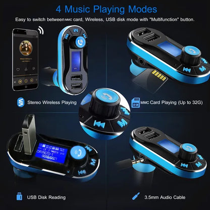 Car Wireless FM Transmitter Dual USB Charger Hands-free Call MP3 Player Aux-in LED Display Remote Controller - view 3