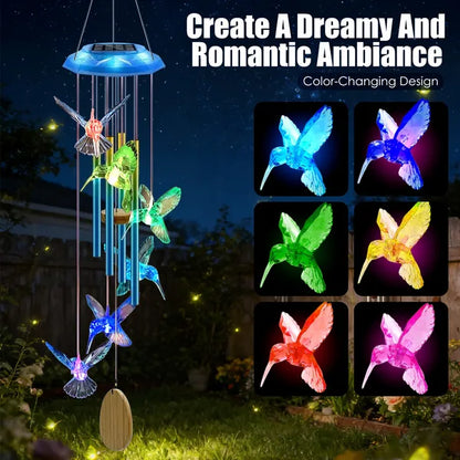 Solar Wind Chime With Aluminum Tubes 7 Color Changing Wind Chime For Outside IP44 Waterproof Outdoor Garden Yard Decor - view 3