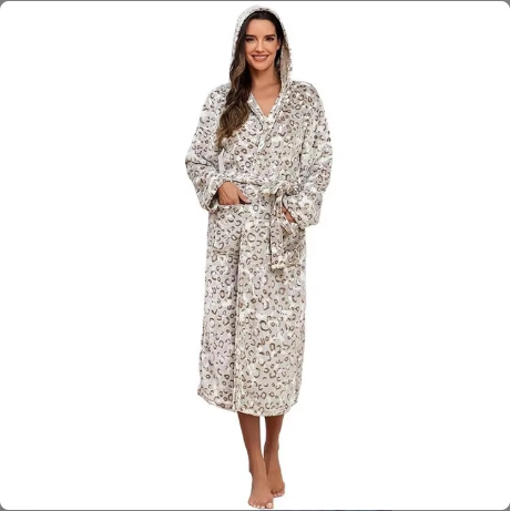 Local Stock Plush Oversize Winter Soft Warm Long Flannel Bathrobe With Hooded Women Thick Night Fleece Bath Robes - view 2