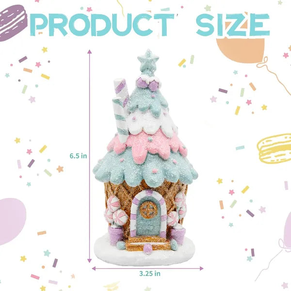 Gingerbread House Decorations, Pastel Pink Gingerbread Christmas Decor - view 4