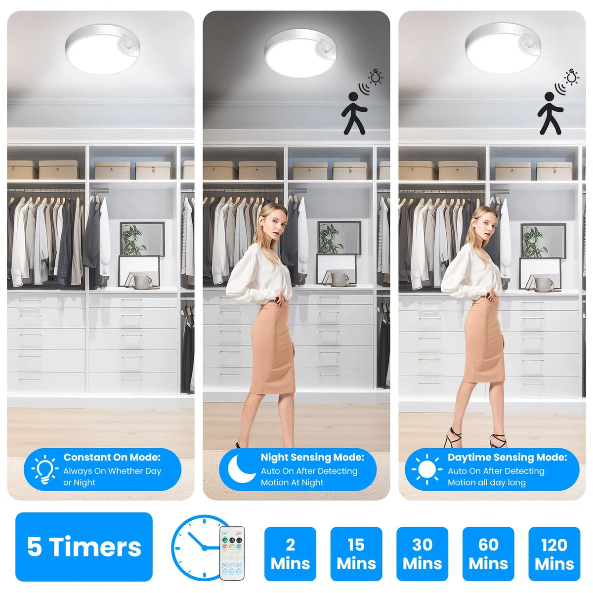 Magnetic Flush Ceiling Light Rechargeable Motion Sensor Ceiling Light Wireless Ceiling Light With Timer Remote Stepless - view 10
