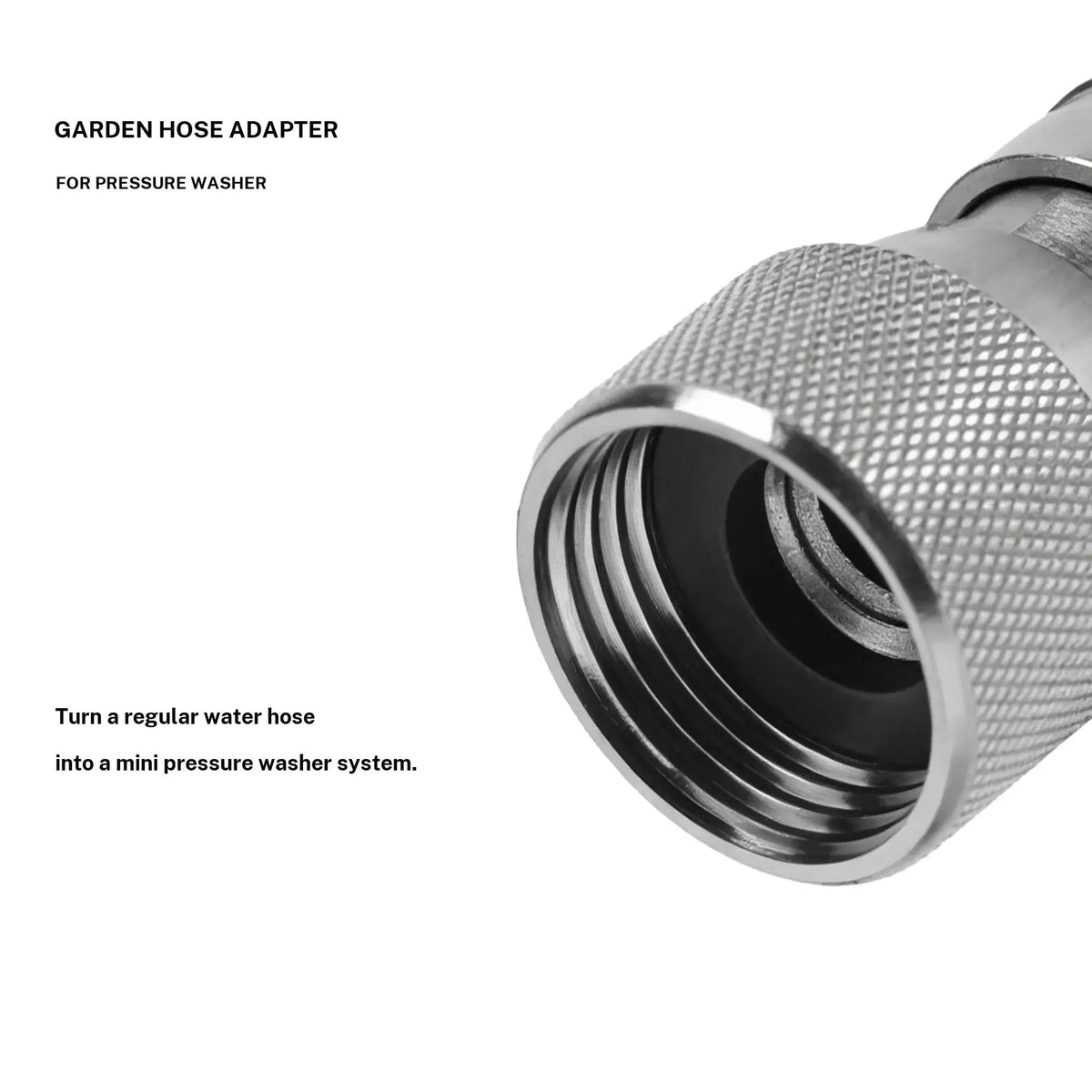 3/4" GHT to 1/4" Quick Connect Garden Hose to Pressure Washer Adapter, Stainless Steel Garden Hose Connectors - view 4