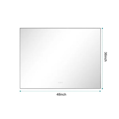 48x36 Inch LED Backlit Bathroom Mirror with Metal Frame, Wall Mounted Vanity Mirror with Smart Touch Button, Anti-Fog - view 6