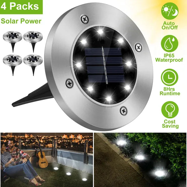 4Pcs Solar Powered Ground Light Outdoor IP65 Waterproof Buried In-Ground Lamp Decorative Path Deck Lawn Patio Lamp - view 3
