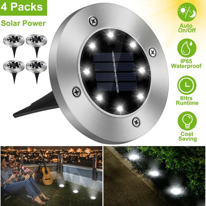 4Pcs Solar Powered Ground Light Outdoor IP65 Waterproof Buried In-Ground Lamp Decorative Path Deck Lawn Patio Lamp - view 3