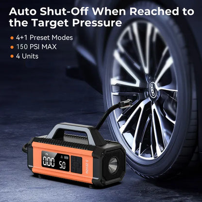 S ZEVZO 2 In 1 Car Jump Starter With Air Compressor Air Inflator Battery Charge Jumper Booster Power Bank Flashlight - view 2