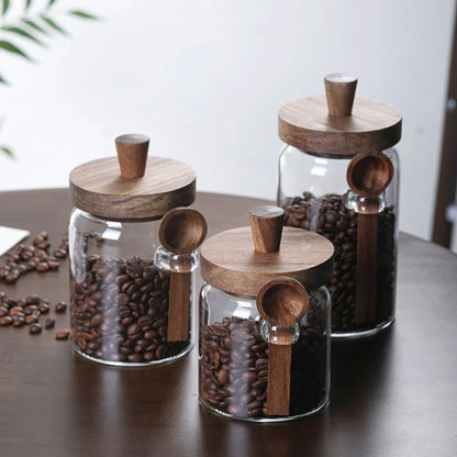 3 Pcs Glass Coffee Jars With Spoons, Candy Jars, Biscuit Jars, Storage Jars, Tea Jars, Snack Jars, Seasoning Jars - view 4