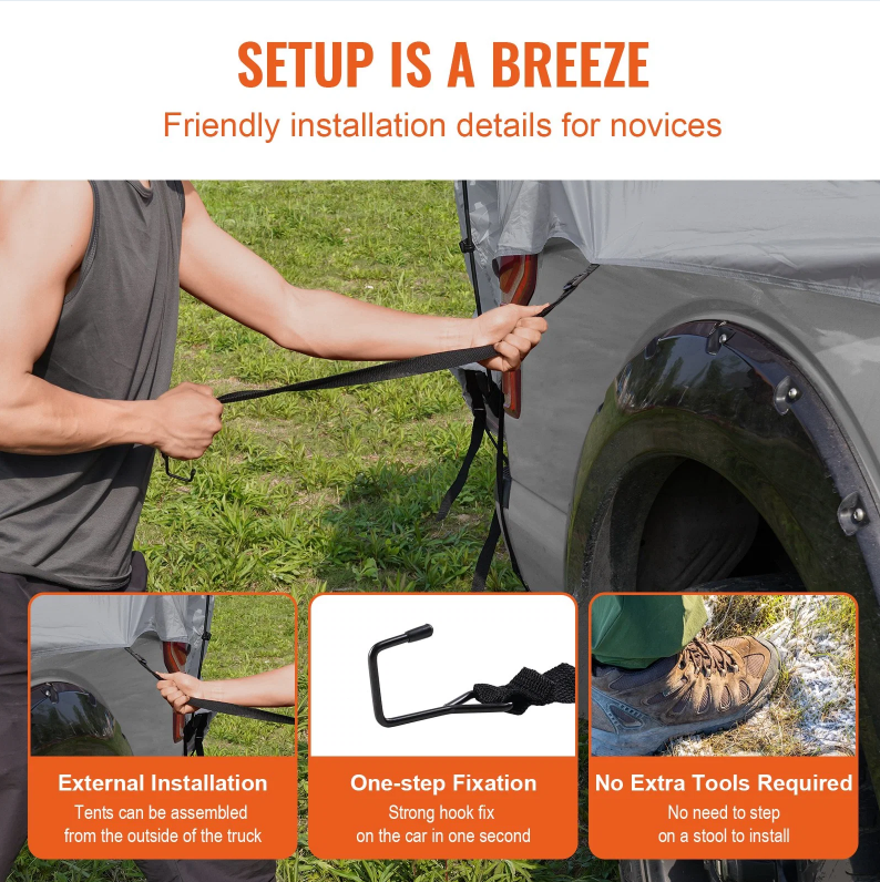 Truck Bed Tent, 5.5'-6' Pickup Truck Tent With Rain Layer And Carry Bag - view 4