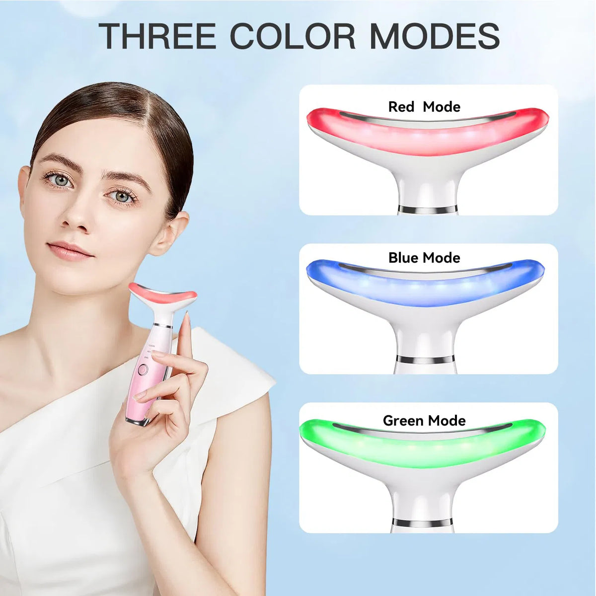 Neck Face Massager, Skin Care Face Massage Tool, 3-in-1 Facial Massager, Face Sculpting Tool With Thermals, Vibration - view 7