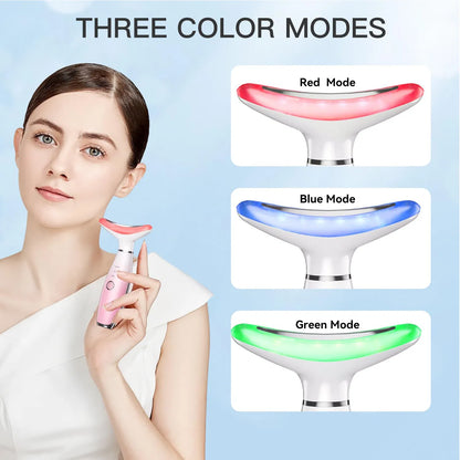 Neck Face Massager, Skin Care Face Massage Tool, 3-in-1 Facial Massager, Face Sculpting Tool With Thermals, Vibration - view 7