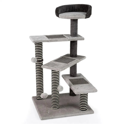 37" tall Cat Stairs with Scratching Mats - 3-Tier Perches, Spring Ball & Dangling Toys for Cats - view 8