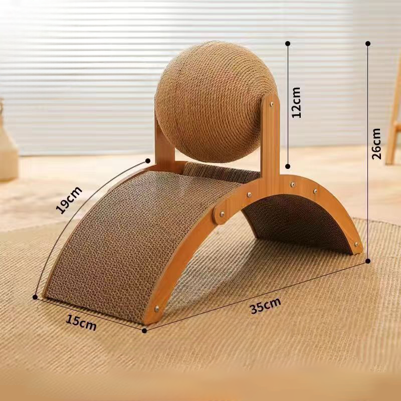 Wobble Ball Cat Scratcher, Cat Scratching Ball On Stand, Interactive Cat Scratcher With Rotating Sisal Ball - view 2