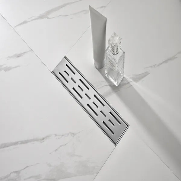 12 Inch Linear Shower Drain With Removable Brick Patterned Grate Cover - view 4