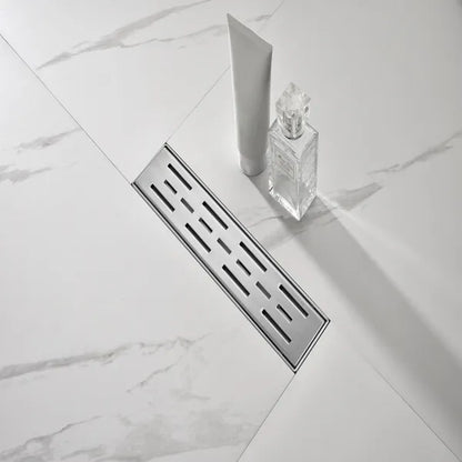 12 Inch Linear Shower Drain With Removable Brick Patterned Grate Cover - view 4