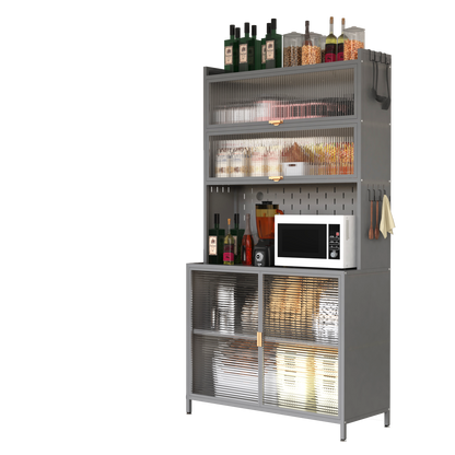 73'' Tall Kitchen Pantry Cabinet, 6 Level Flip Door With Pegboard Spacious - view 4