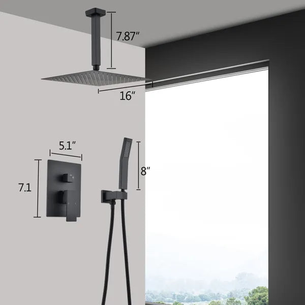 Ceiling Mounted Shower System Combo Set with Handheld and 16" Shower head - view 5