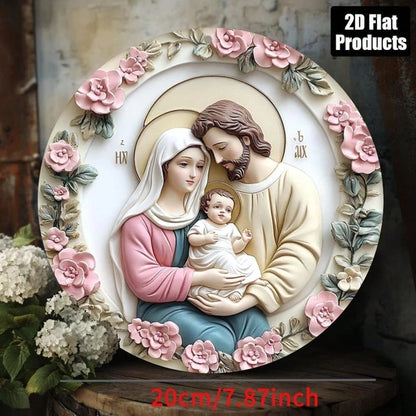 2D Flat Wooden Sign Wall Decor, Sign Wall Decor, Decor, 8x8 Inch Vintage Family Themed Round Plaque - view 4