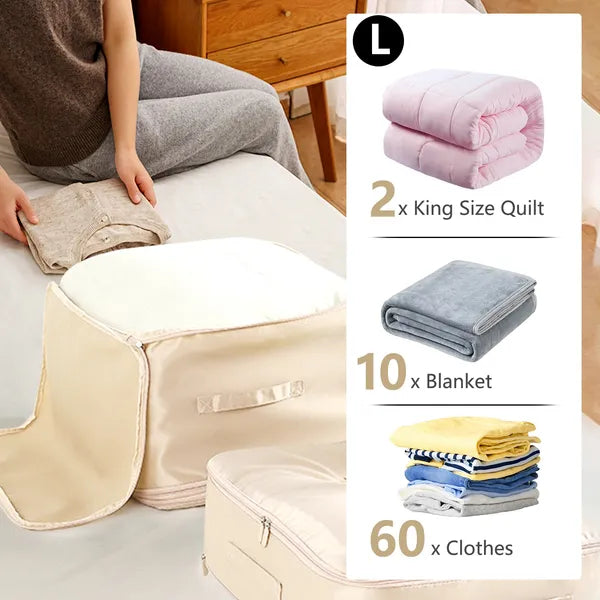 Large Foldable Storage Bag For Comforter Quilt Blanket Clothes Pillows Beddings Self Compression Organizer For Duvet - view 5