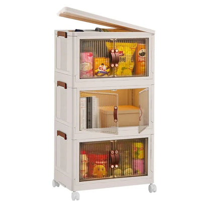 3Pcs Foldable Storage Bins With Lid Front Magnetic Door Collapsible Stackable Closet Organizer Containers With 4Pcs - view 3
