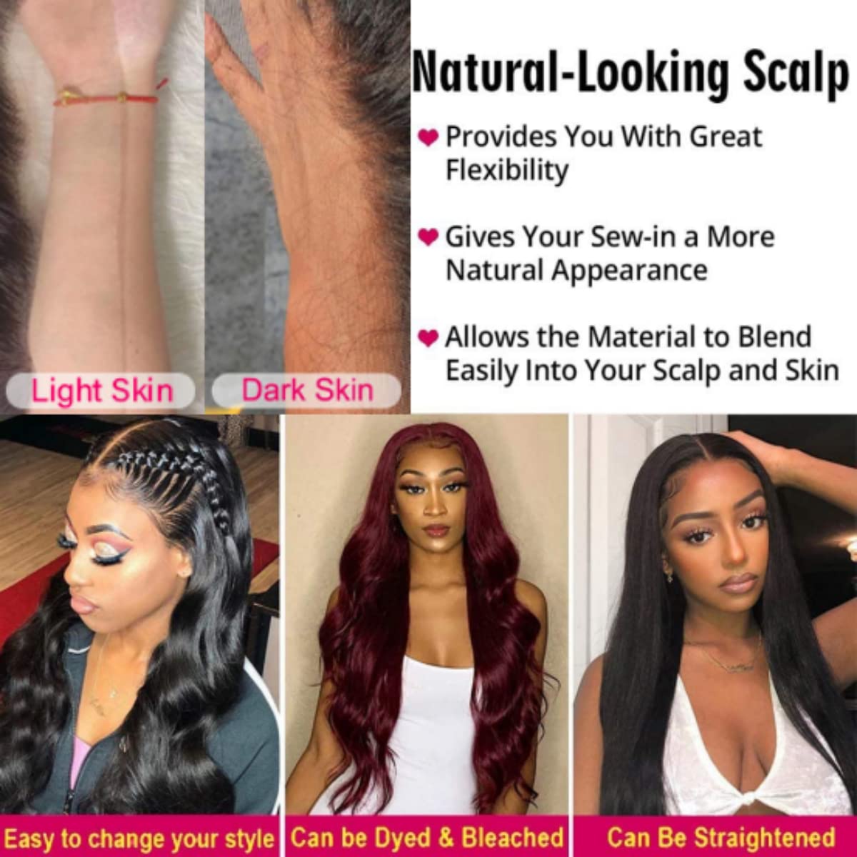 4x6 Lace Closure Wig Human Hair Natural Color Three-Dimensional Body Wave Density - view 5