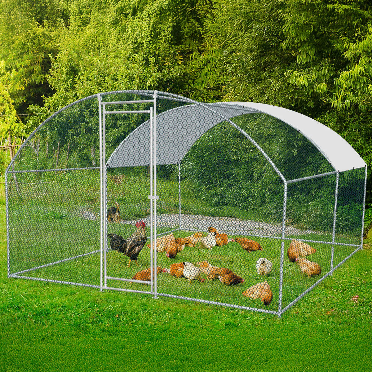 13 x 10 ft Large Metal Chicken Coop, Walk-in Poultry Cage Chicken Hen Run House with Waterproof Cover - view 9