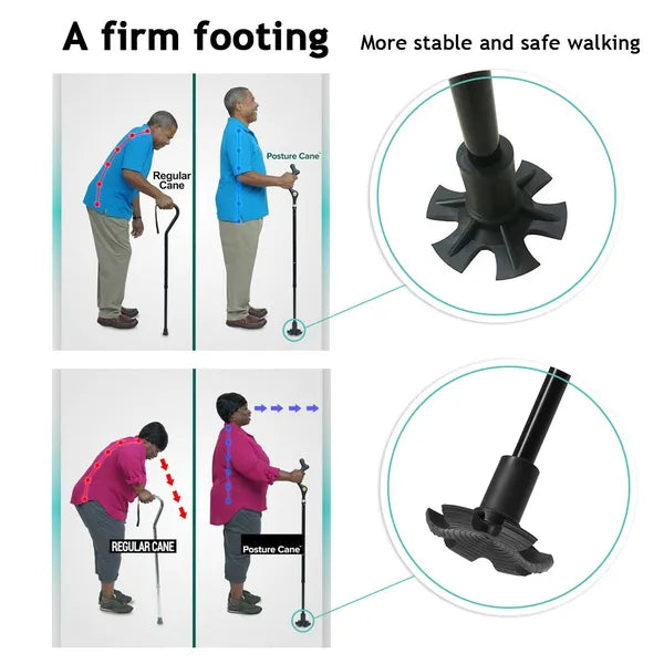 Posture Cane Adjustable Height Walking Stick Hiking Walking Aid Cane - view 5