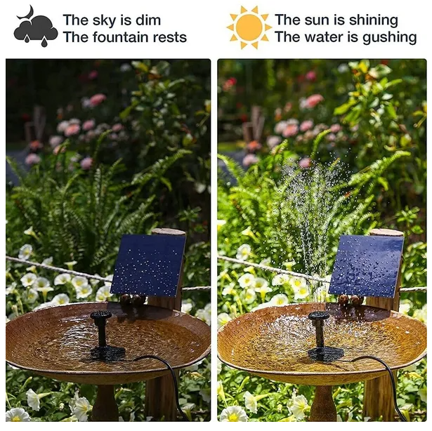 Solar Power Fountain Submersible Floating Water Bird Bath Pond Garden Pool - view 4