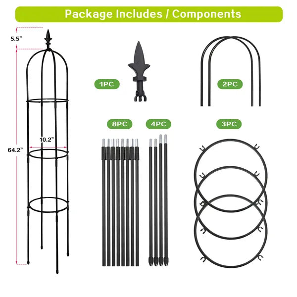 6.2ft Garden Obelisk Trellis Lightweight Rustproof Plastic Coated Metal Tall Tower Trellis Stand - view 3