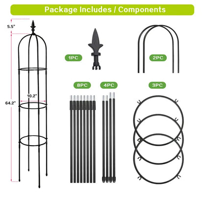 6.2ft Garden Obelisk Trellis Lightweight Rustproof Plastic Coated Metal Tall Tower Trellis Stand - view 3
