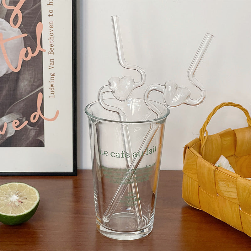 Love Heart Glass Straw Reusable High Borosilicate Glass Drinking Straws Bubble Tea Straws For Cocktails Bar Accessories - view 5