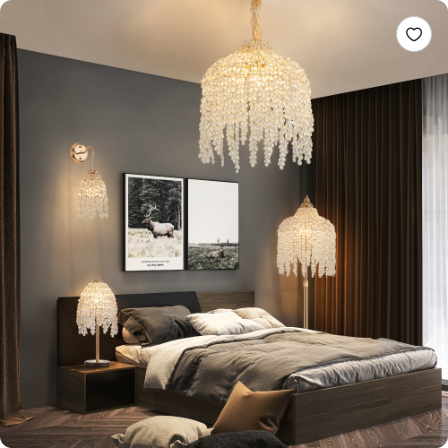 19 Inch Height Elegant Crystal Table Lamp Vintage Waterfall Design With Teardrop Grape Crystal Bead String Shades - view 4