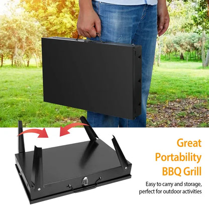 16.7x10x17.7in Portable Charcoal Grill Foldable BBQ Suitcase Grill Shelf For Outdoor Camping Picnics Garden Grilling - view 3