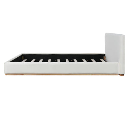 Elegant Upholstered Bed With Solid Wood Frame, Unlocking A New Experience Of Comfortable Sleeping, Queen, White - view 7