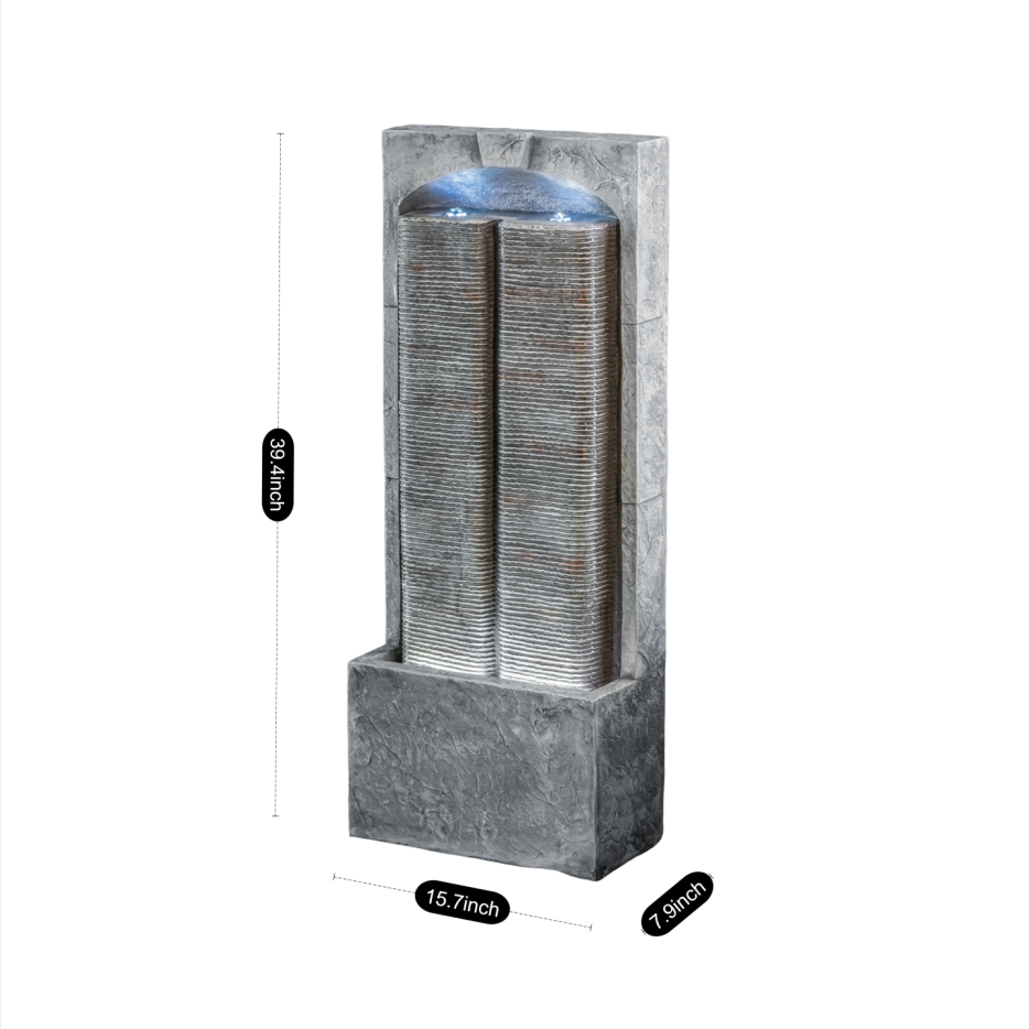 Outdoor Water Fountain Cascading LED Lights 39inch H, Resin Fiberglass With Quiet Pump - view 8
