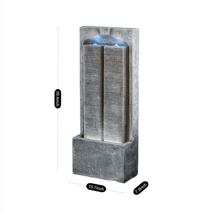 Outdoor Water Fountain Cascading LED Lights 39inch H, Resin Fiberglass With Quiet Pump - view 8