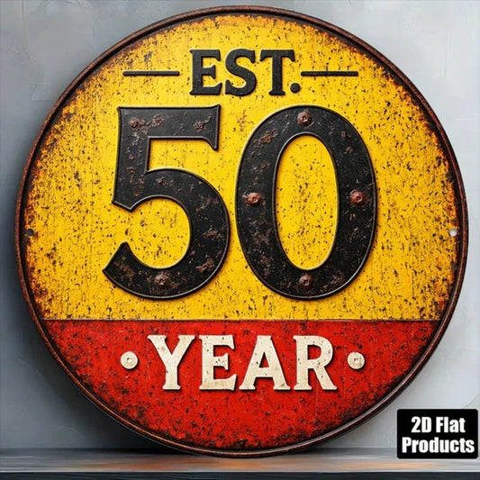 1pc 8x8in 50th Anniversary Vintage Plaque, Anniversary Vintage Plaque, Plaque, 50 Years Established 2D Flat Round Sign - view 2