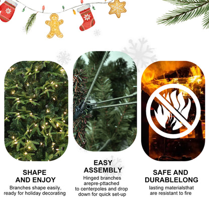 Artificial 6.5ft Green Christmas Tree With 2225 PE/PVC Mixed Branch Tips, 450L Warm White Led, Steel Wire - view 5