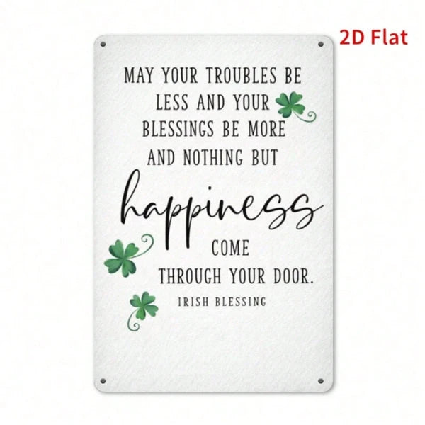 Green Leaves Blessing Metal Plaque Sign, Vintage Rustic 2D Flat Printed Wall Art - view 2