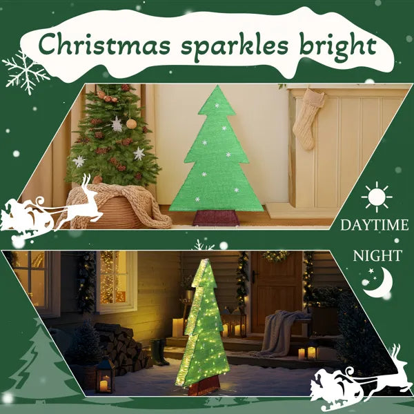 4FT Lighted Christmas Tree Yard Decorations, Pre-lit Holiday Decor With 110 Warm White LED Lights For Xmas Outdoor - view 2