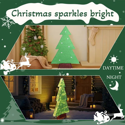 4FT Lighted Christmas Tree Yard Decorations, Pre-lit Holiday Decor With 110 Warm White LED Lights For Xmas Outdoor - view 2