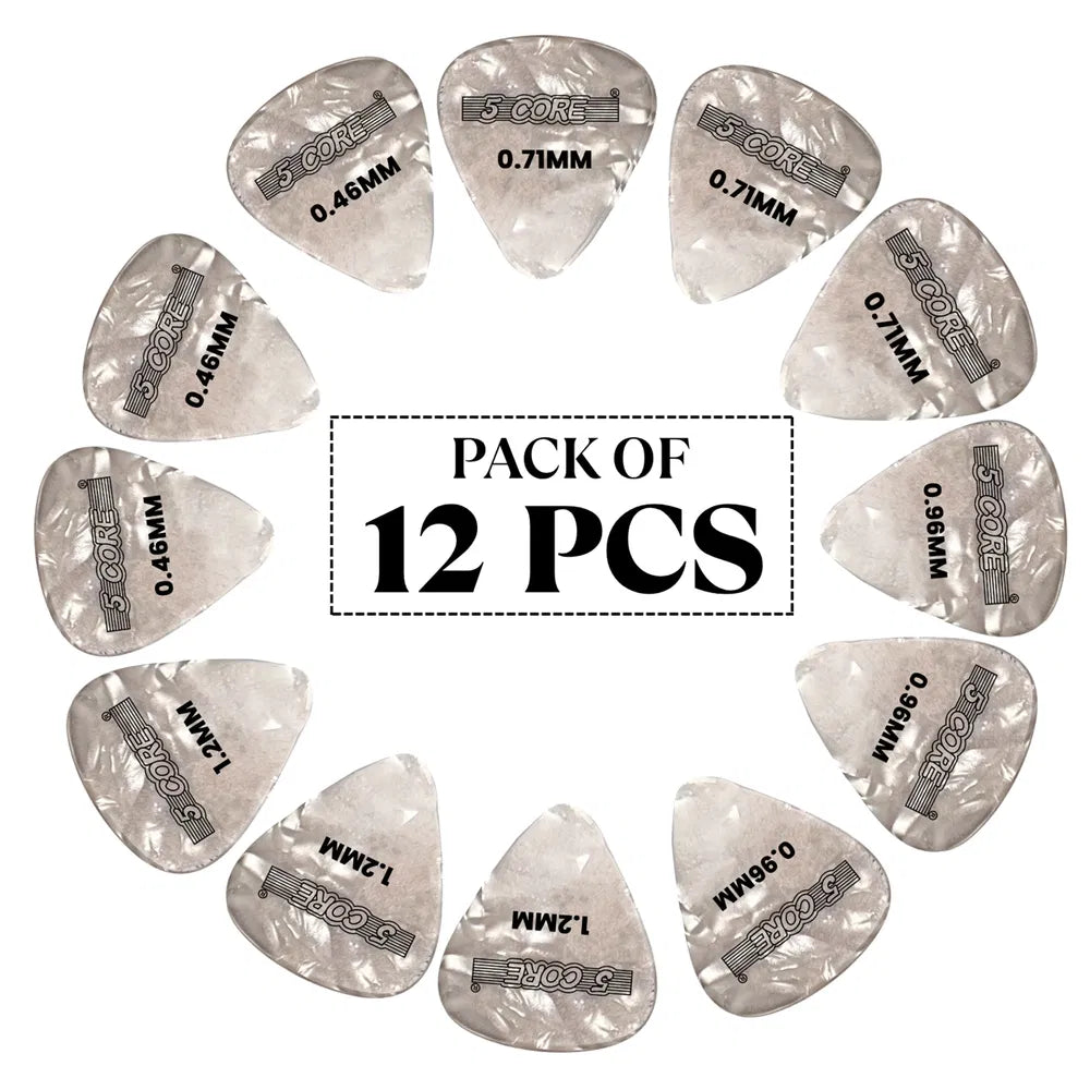 5 Core Guitar Picks 12 Piece Celluloid Light Medium Heavy Extra Heavy For Acoustic Electric Guitars - view 5