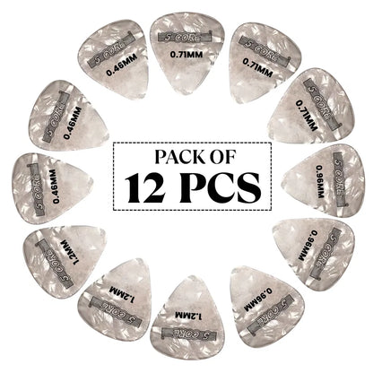 5 Core Guitar Picks 12 Piece Celluloid Light Medium Heavy Extra Heavy For Acoustic Electric Guitars - view 5