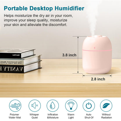 Portable Mini Humidifier 220ml Small Cool Mist Humidifier USB Personal Desktop Humidifier For Bedroom Travel Office Home - view 3