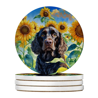 Silky Terrier Spring Path Large Sandstone Coasters Pack Of 4 Absorbent Round Coasters Decor Gifts For Men Or Women - view 3